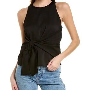 Favorite Daughter Gwyneth Tie Waist Sleeveless Blouse Top in Black Size M